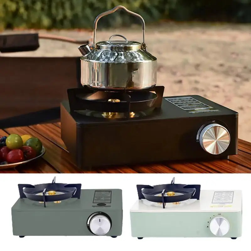 Camping gaz, en aluminium, avec pare vent, 3500w, look rétro, un bruleur.