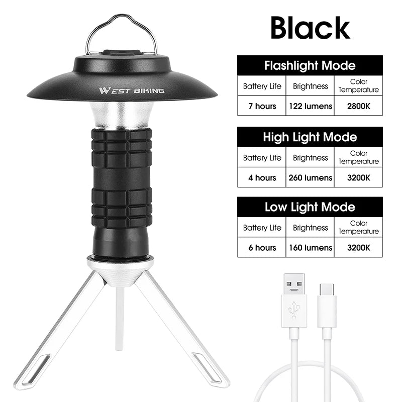 Lampe_de_poche_lanterne-camping_ aimanté noire