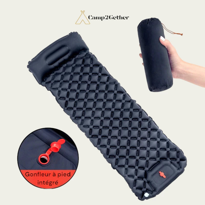 Matelas Gonflable avec Oreillers pour Camping ou Bivouac en Randonnée