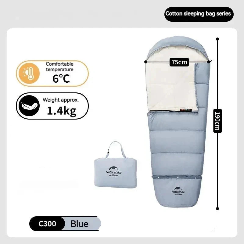 Sac de Couchage Enfant, duvet, 3 saisons, bleu, 1,4kg