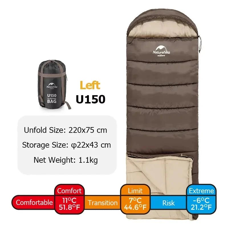 Sac de couchage compact, U150 marron gauche