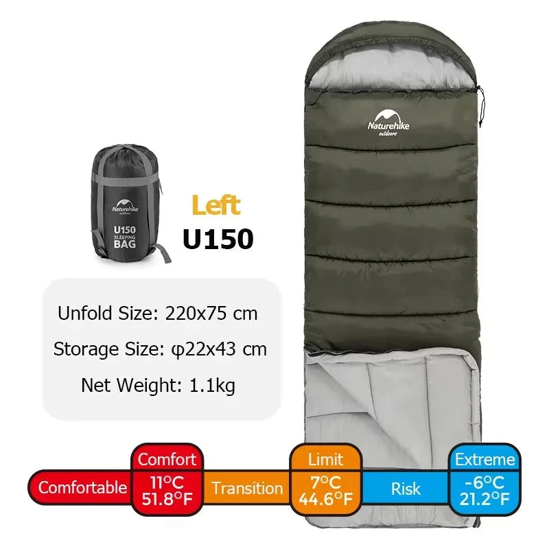 Sac de couchage compact, U150 vert gauche