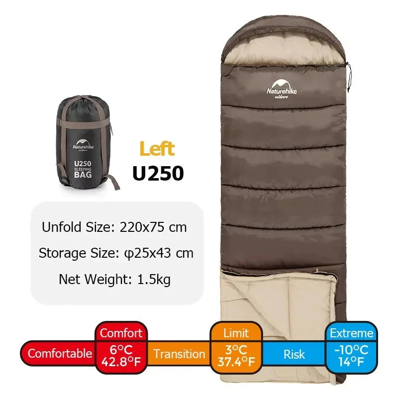 Sac de couchage compact, U250 marron gauche