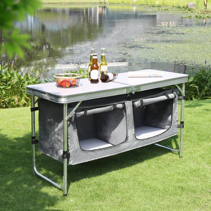 Table de cuisine pliante, pour le camping. valise