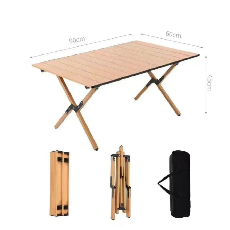 Table pliante d'extérieur en aluminium facile a  transporter couleur hêtre 