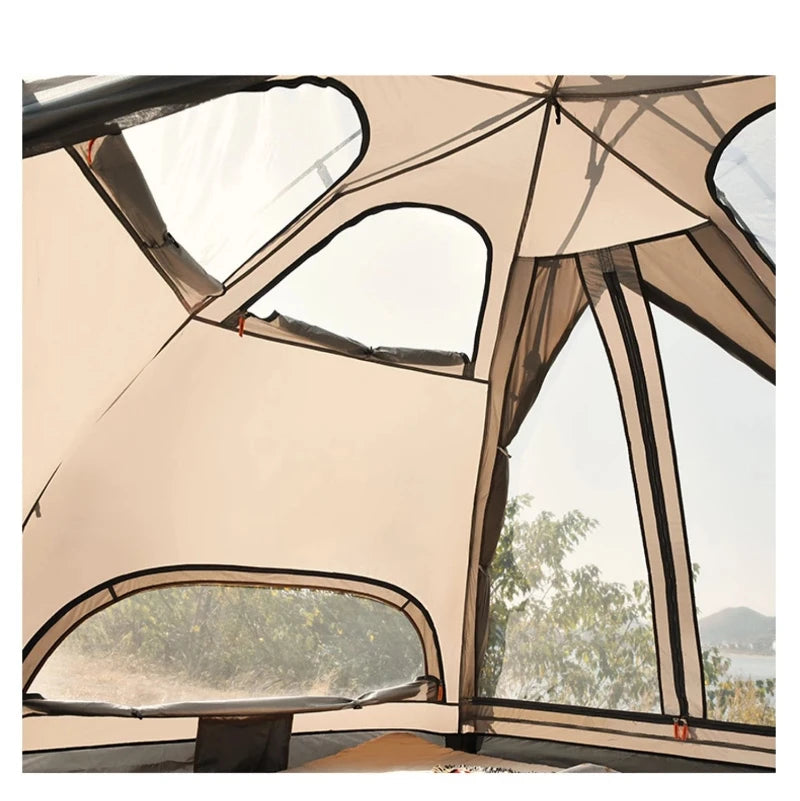 Tente camping famille, igloo, hexagonal, été
